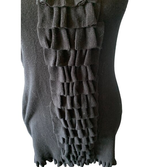 🍒 2/$20 🍒 Black Sleeveless Short Knit INC Dress with Ruffled Front sz M - Picture 3 of 5
